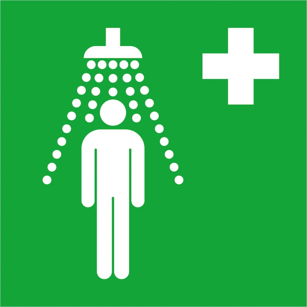 Rettungsschild, Notdusche