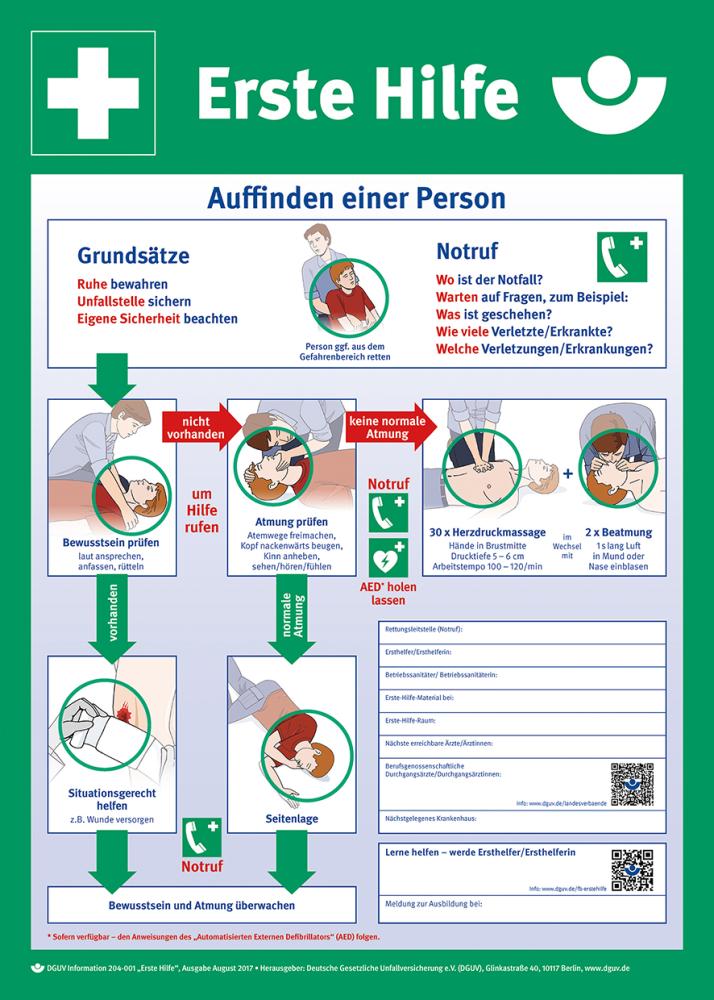 Picture for category Rettungsschild, Anleitung zur Ersten Hilfe