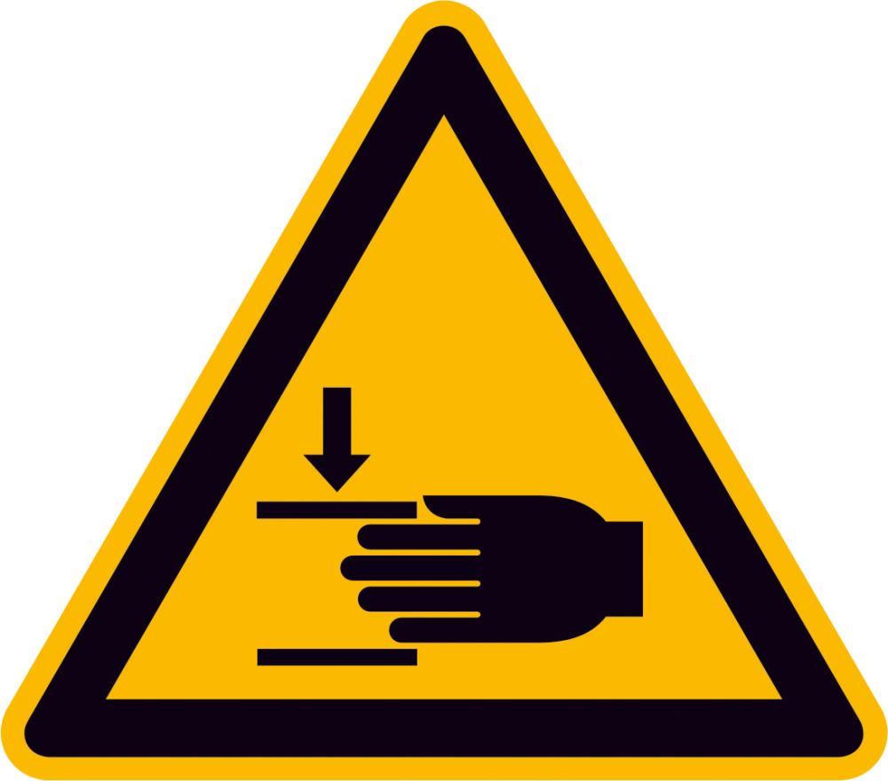 Warnschild, Warnung vor Handverletzung