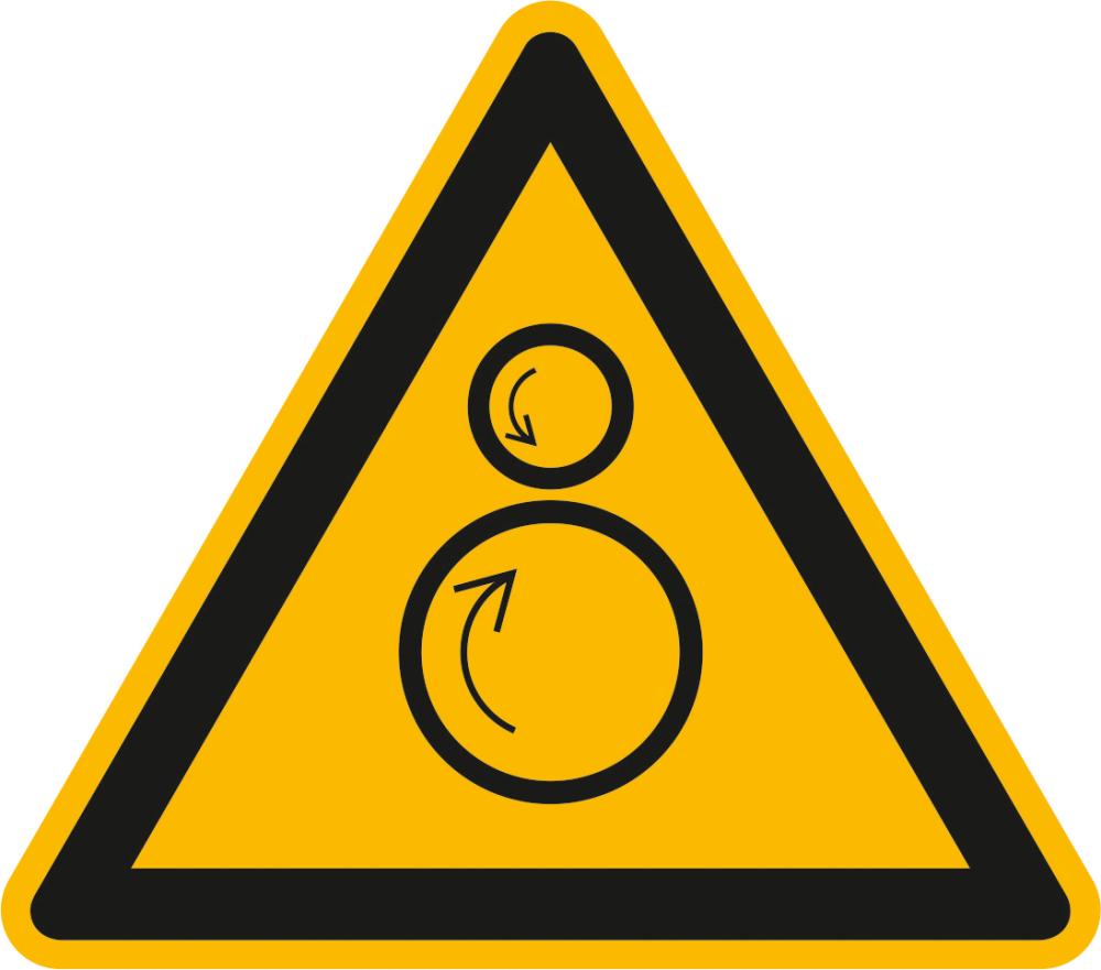 Warnschild, Warnung vor gegenläufigen Rollen