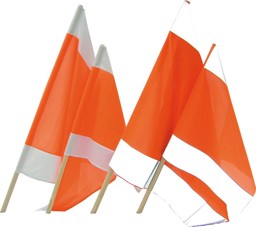 Bild von Warnflagge 75 x 75 cm mit Holzstiel 100 cm