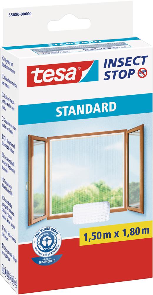 Bild von tesa® Fliegengitter StandKlettband für Fenster weiß 1,5m:1,8m