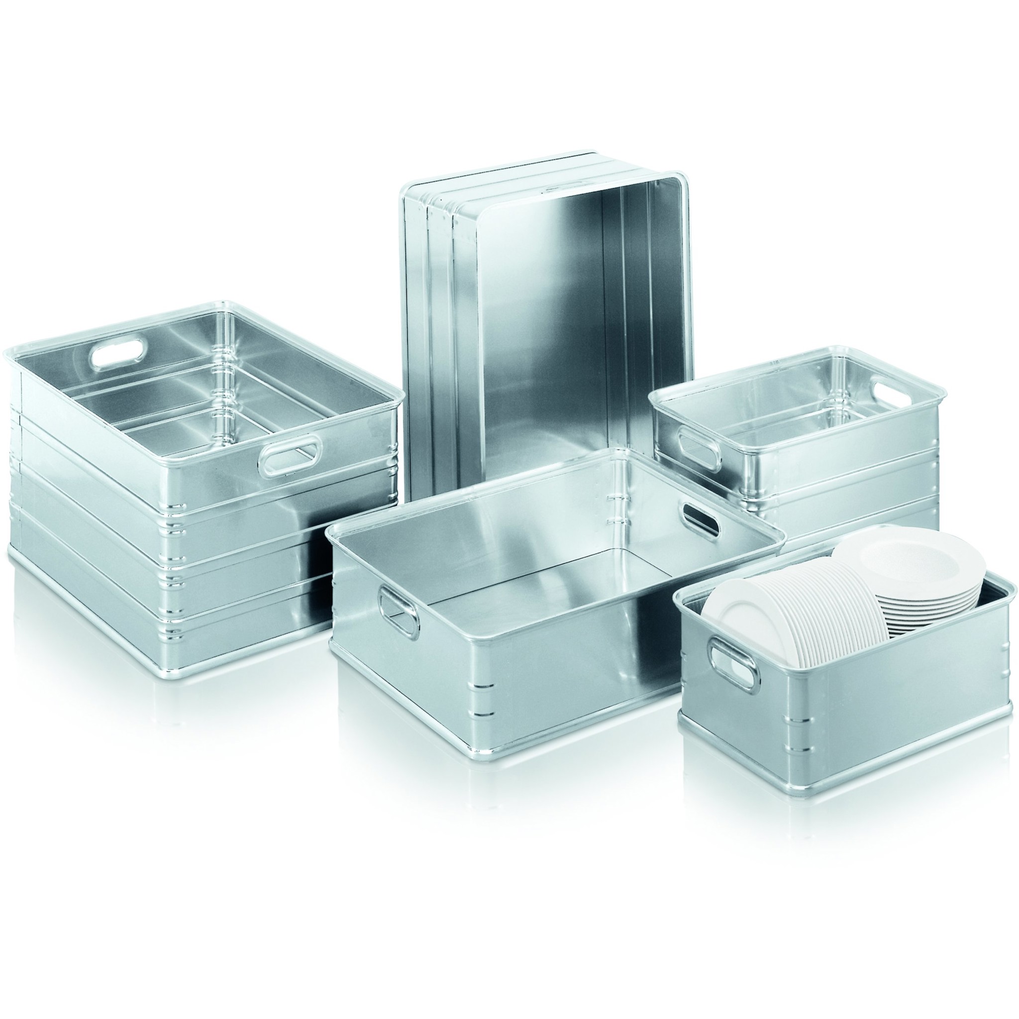 Aluminium-Körbe und -Kasten