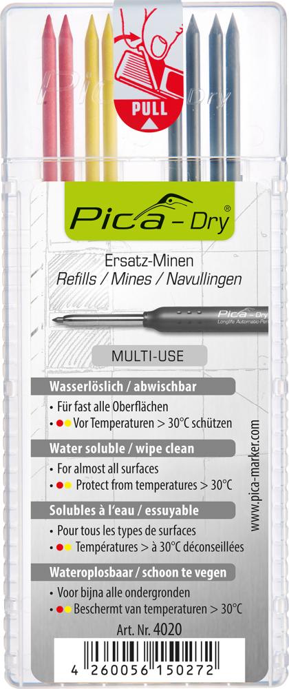 Image de Minen-Set für Tieflochmarker Pica-Dry Graphit, gelb, rot Pica