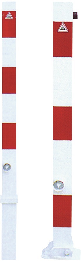 Picture of Absperrpfosten rot/weiß H1300xB70xT70 mm mit Dreikantverschluss zum Einbetonieren