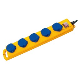 Bild von Super-Solid SL 554 DE IP54 Steckdosenverteiler 5-fach gelb/blau 2m H07RN-F3G1,5 mit Schalter